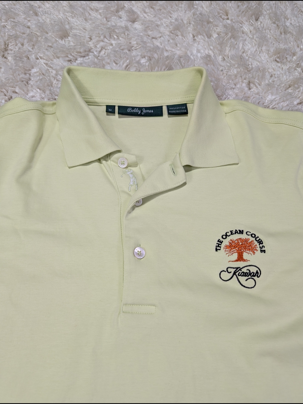 Bobby Jones Pale Yellow Polo with The Ocean Course Embroidered Crest